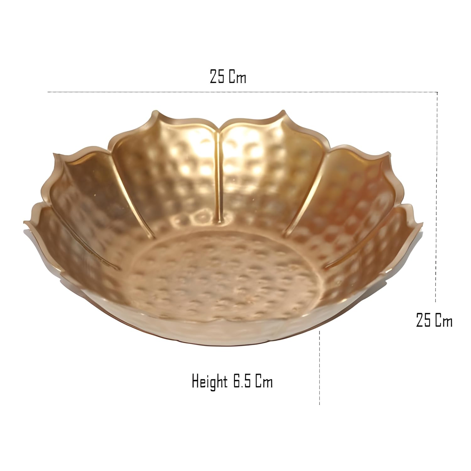 Metal Urli Bowl for Pooja (25x25x6.5) cm Golden Lotus Flower Style Diya Candle Holder for Home Living Room Office Decoration