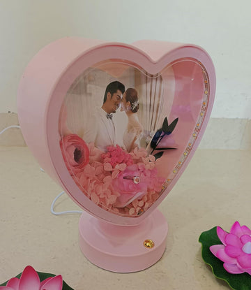 Personalized Heart LED Photo Frame Lamp – 3-Color Light Mode - 0