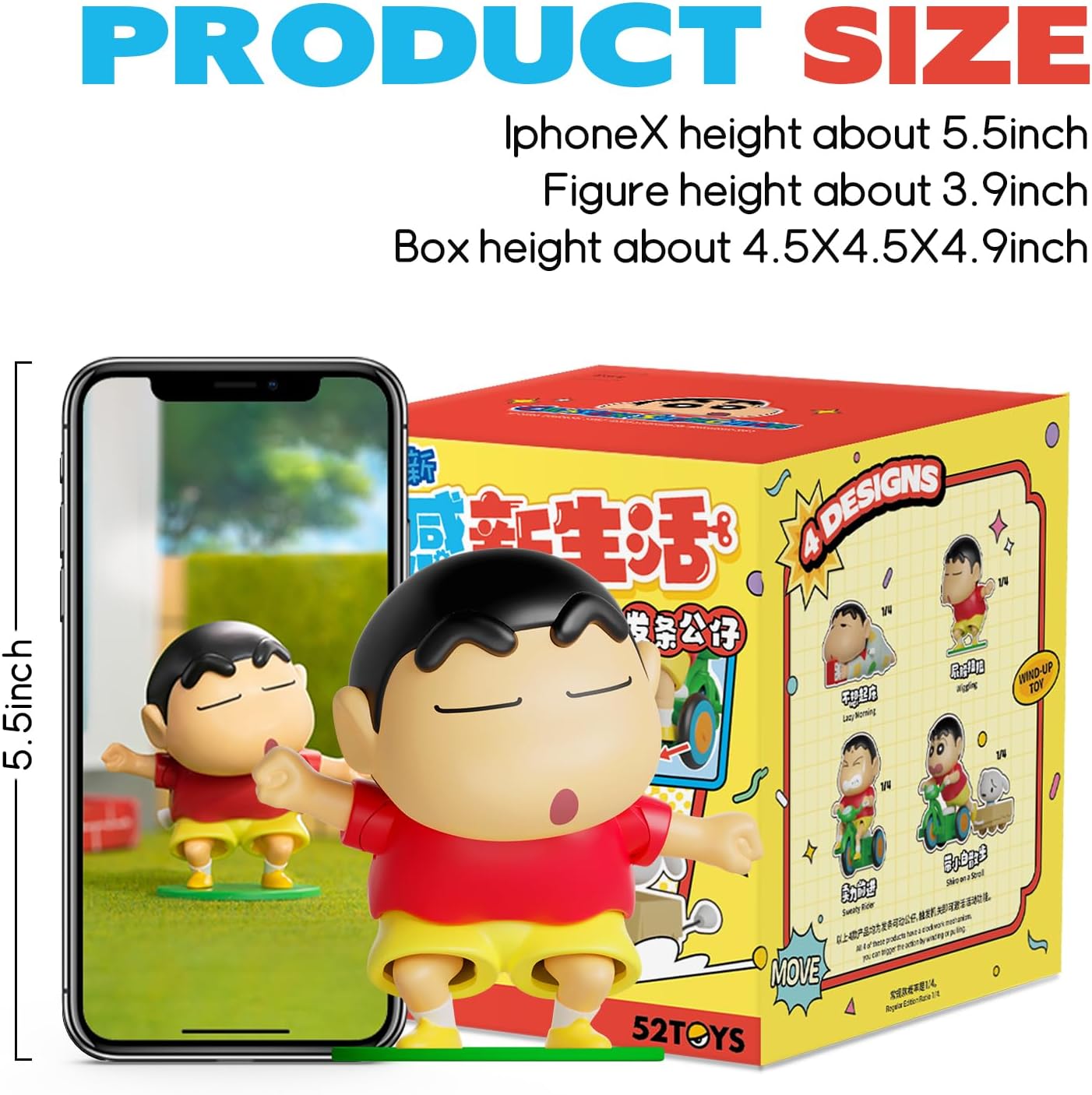 52TOYS BLIND BOX ShinChan Dynamic Shin Life, Mystery Box, Collectible Wind-up Toy Desktop Decoration, Gift for Christmas