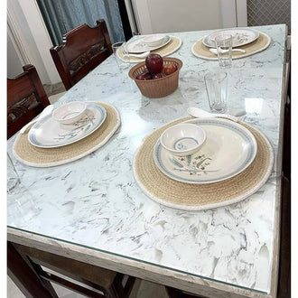 Natural Round Jute Mat – Handwoven Eco-Friendly Floor Rug for Home, Entryway, Kitchen & Living Room Décor (Single Piece, Beige) - 0