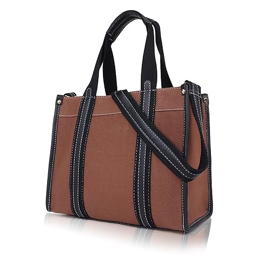 Casual Luxe: Two-Compartment Canvas Handbag