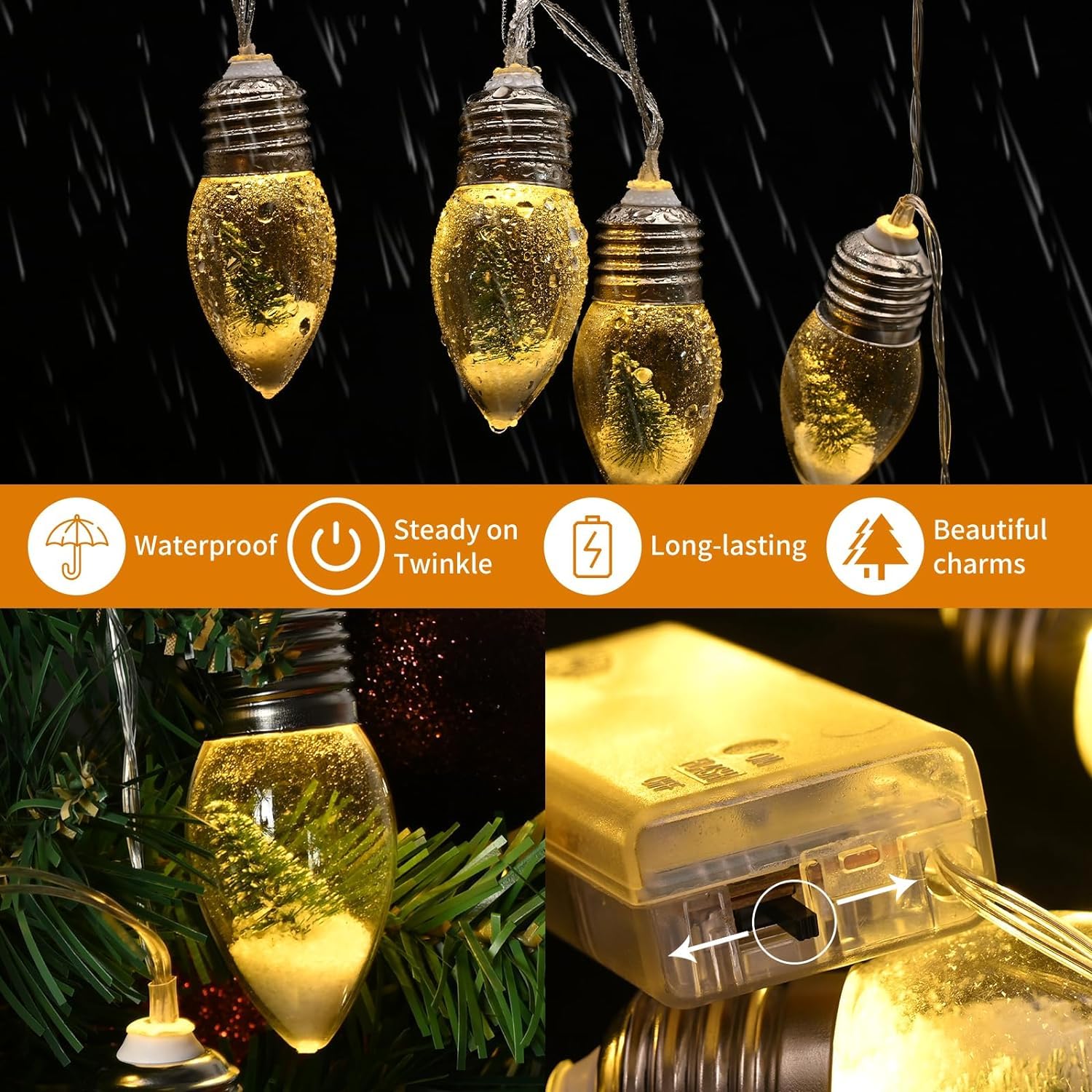 Christmas Tree Snow Globe Tree String Lights