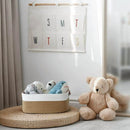 Modern Two-Tone Jute & Cotton Rope Storage Basket with Faux Leather Handles – Rectangular Organizer Bin for Home, Office & Nursery (Beige & White)-3