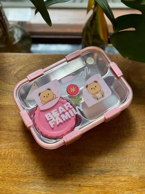 Buy pink Bear Family Bento Stainless Steel lunch box