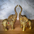 Set Of 2 Trunk Up Elephant Family Statue Showpiece Figurine indian Handicraft-3