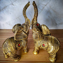 Set Of 2 Trunk Up Elephant Family Statue Showpiece Figurine indian Handicraft-4