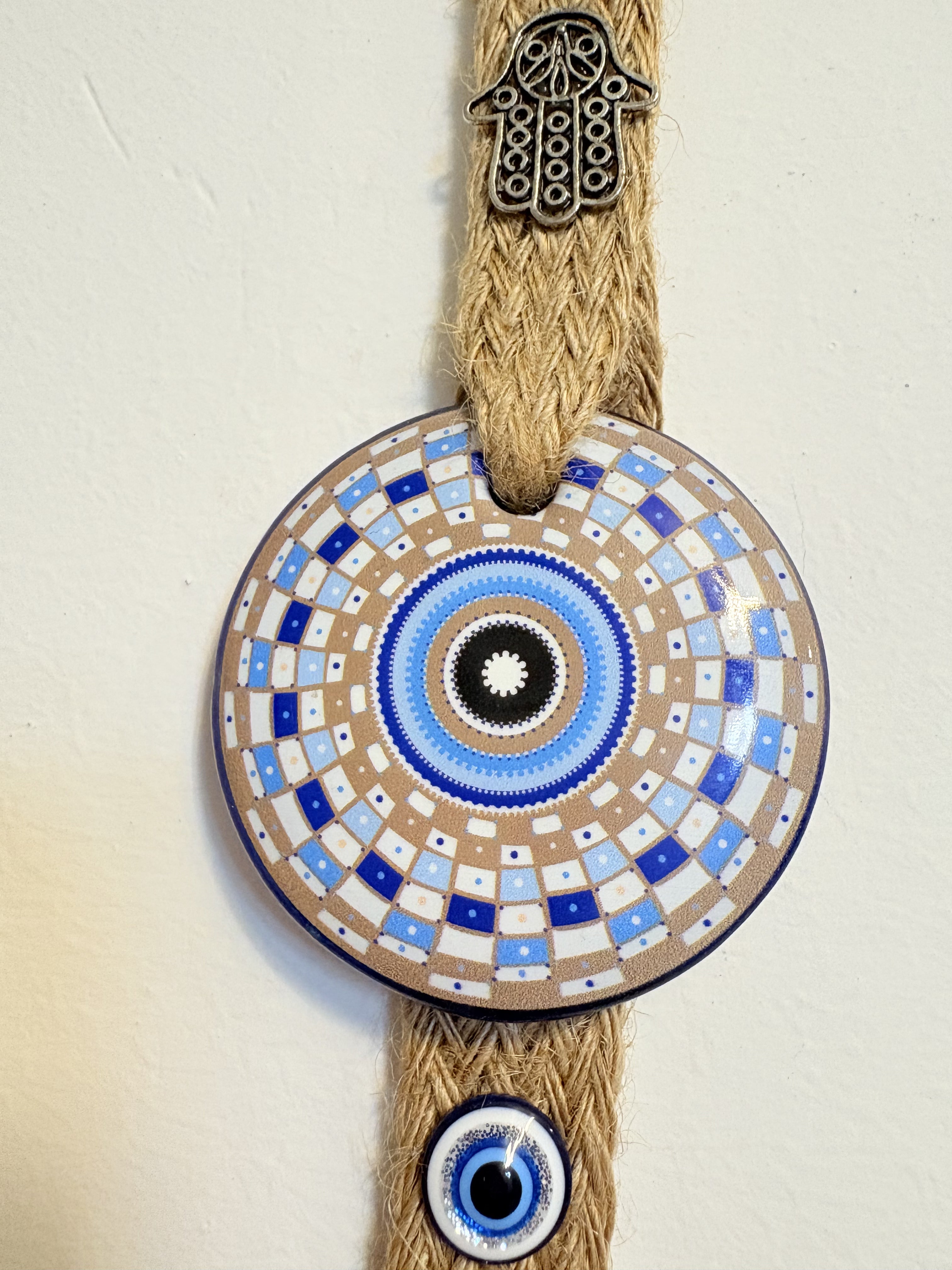 Symbolic Hamsa and Evil Eye Wall Hanging for Positive Energy - 0