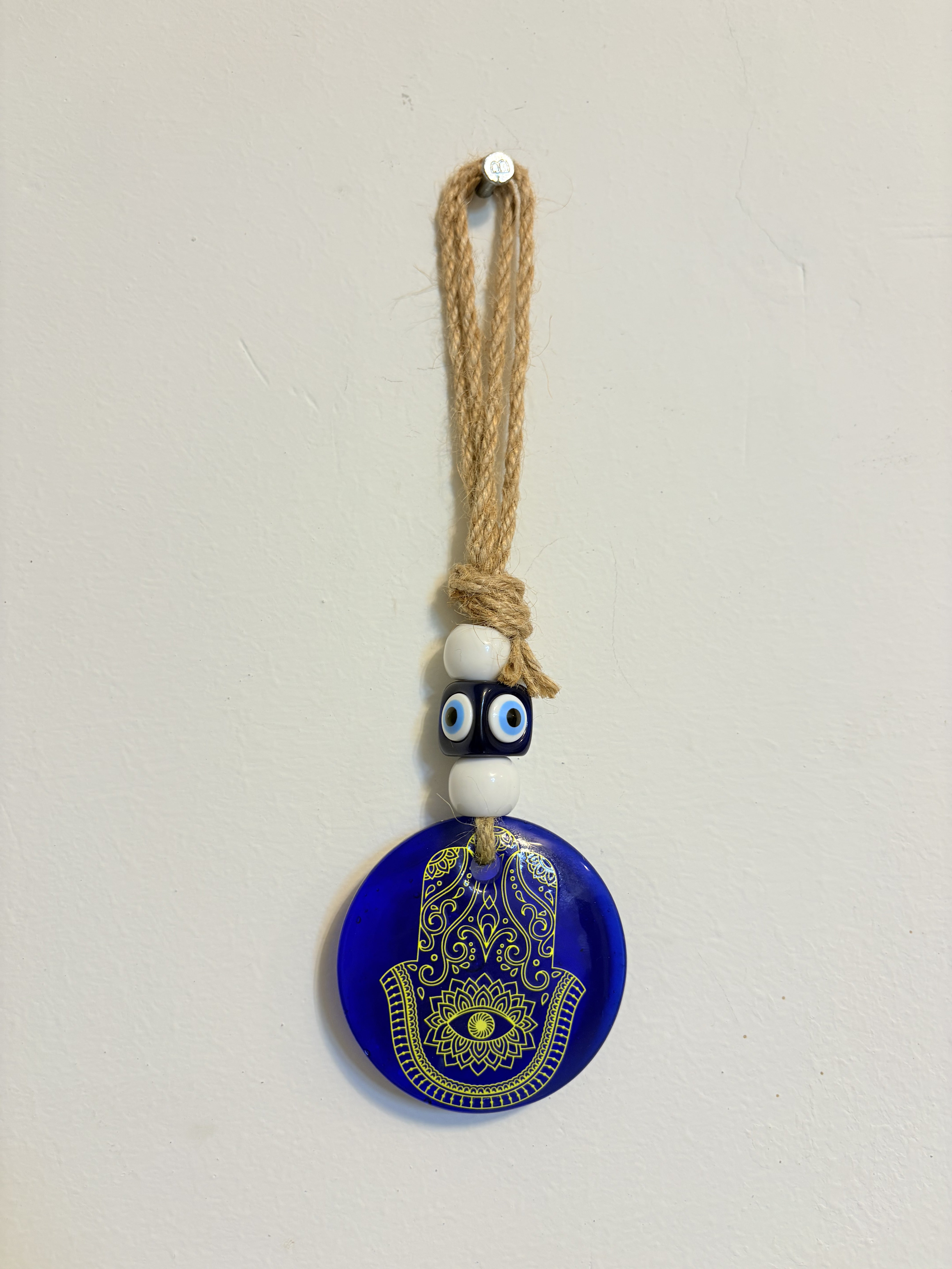 Blue Evil Eye Hamsa Wall Hanging for Protection and Decor