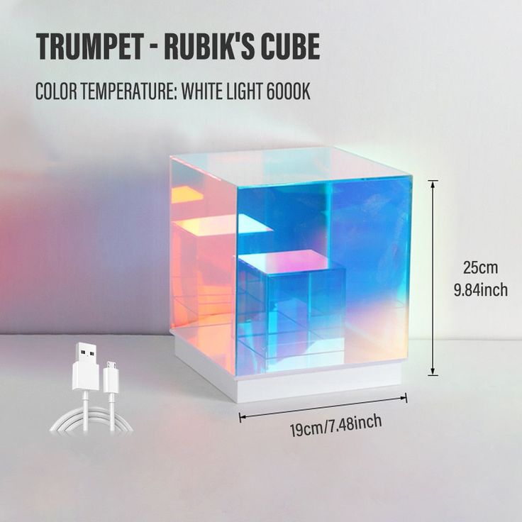 3D Art Cube Acrylic lamp, Decorative Table Lamp, Colour Changing Touch Lamp