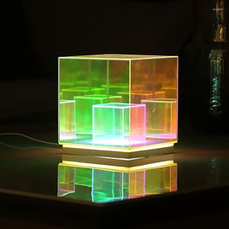 3D Art Cube Acrylic lamp, Decorative Table Lamp, Colour Changing Touch Lamp
