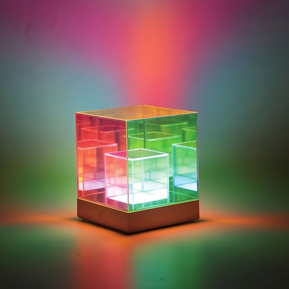 3D Art Cube Acrylic lamp, Decorative Table Lamp, Colour Changing Touch Lamp