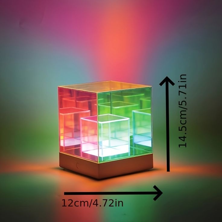 3D Art Cube Acrylic lamp, Decorative Table Lamp, Colour Changing Touch Lamp