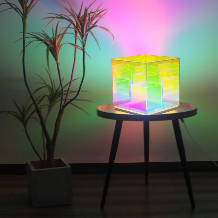 3D Art Cube Acrylic lamp, Decorative Table Lamp, Colour Changing Touch Lamp