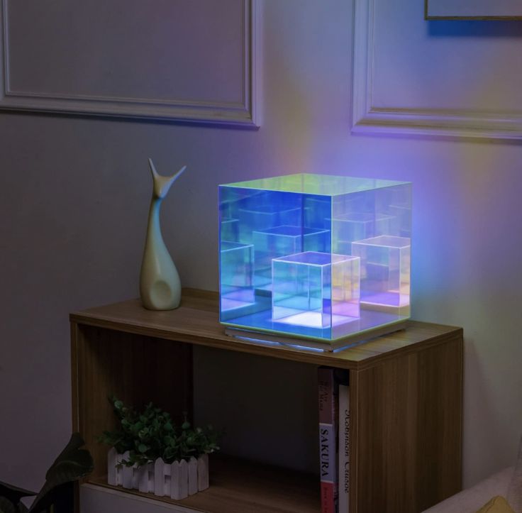 3D Art Cube Acrylic lamp, Decorative Table Lamp, Colour Changing Touch Lamp