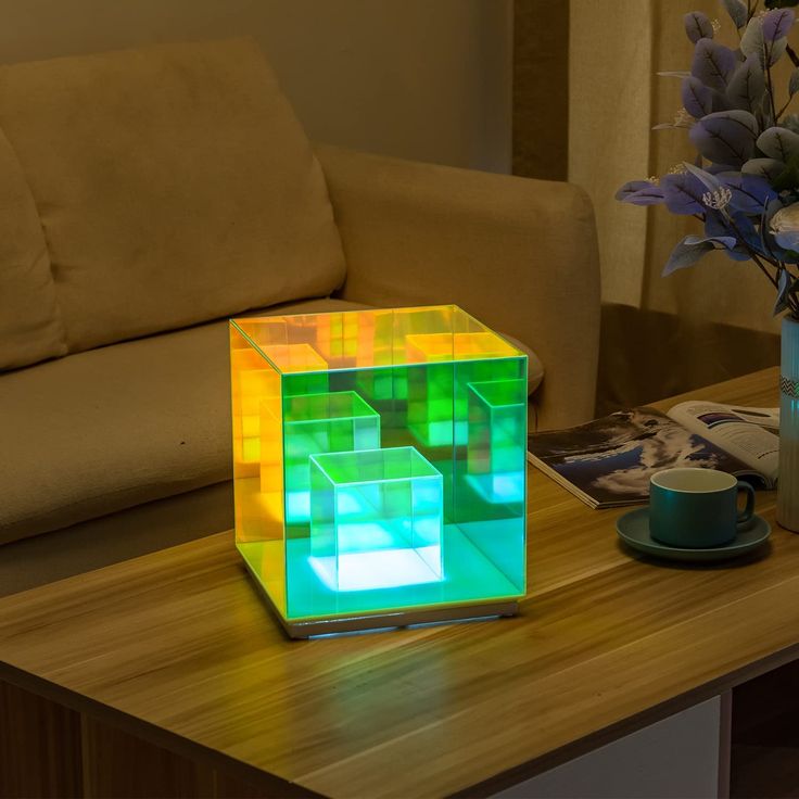 3D Art Cube Acrylic lamp, Decorative Table Lamp, Colour Changing Touch Lamp