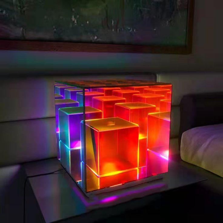 3D Art Cube Acrylic lamp, Decorative Table Lamp, Colour Changing Touch Lamp