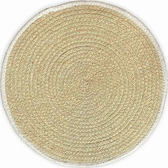 Natural Round Jute Mat – Handwoven Eco-Friendly Floor Rug for Home, Entryway, Kitchen & Living Room Décor (Single Piece, Beige)