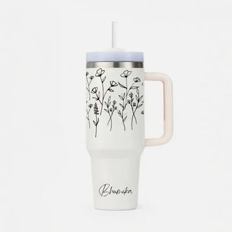 Personalized FleurFlow™ Tumbler with Straw & Lid