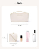 PU Leather Makeup Bag Travel Bag Portable Leather Cosmetics Bag, Makeup Storage Bags with Handle and Divider, Wide Opening Cosmetic/Makeup Organizer-3
