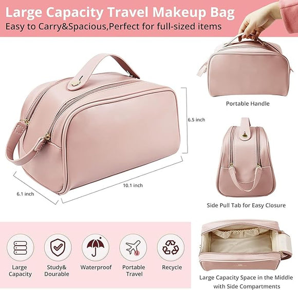 3-layer Double Zipper U-shaped Design Cosmetic Bag