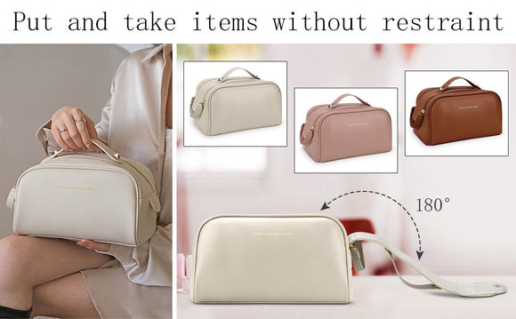 3-layer Double Zipper U-shaped Design Cosmetic Bag
