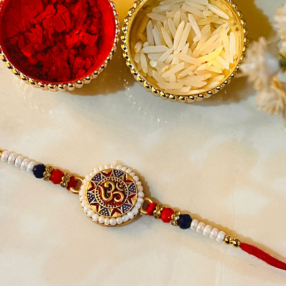 Shimmering Om Beads Rakhi