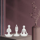 Yoga Girl Statue | Set of 3 | Minimalist Ceramic Meditation Thinker Sculpture | Decorative | Yoga Statues-2