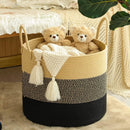 Beige & Black Cotton Multifunctional Basket – Sturdy Storage Organizer-1