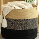 Beige & Black Cotton Multifunctional Basket – Sturdy Storage Organizer-4