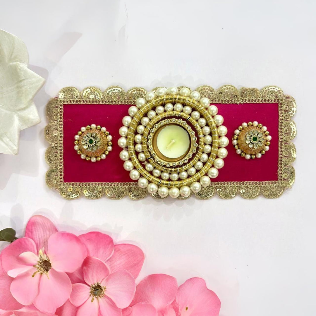 Royal Pearl & Sequin Single Tealight Holder