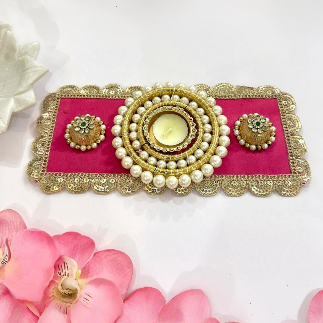 Royal Pearl & Sequin Single Tealight Holder - 0