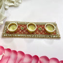Traditional Red & Gold 3-Tealight Decorative Candle Holder-3