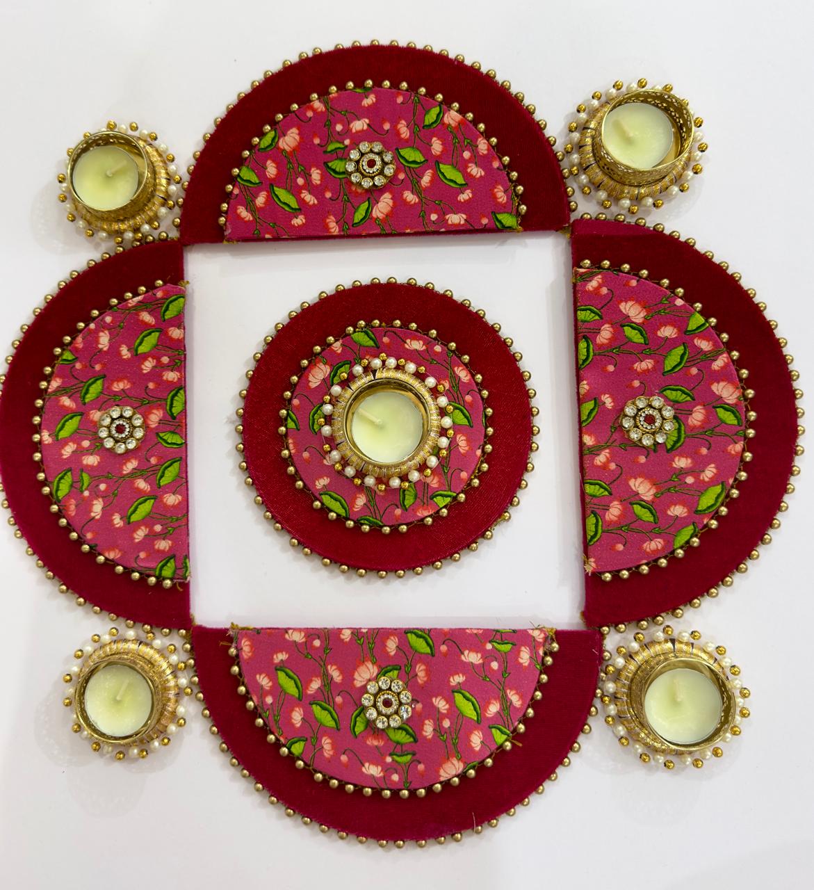 Luxury Lotus Motif Tealight Rangoli Set - 0