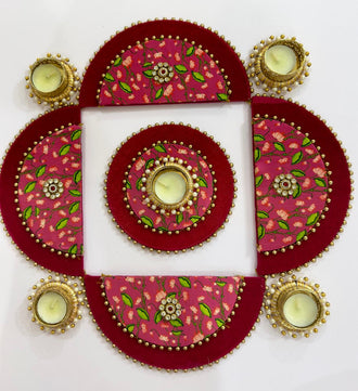 Luxury Lotus Motif Tealight Rangoli Set - 0