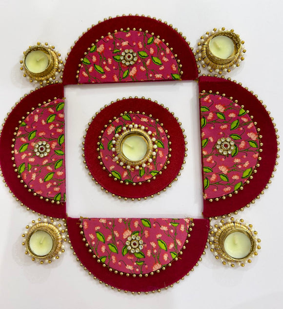 Luxury Lotus Motif Tealight Rangoli Set