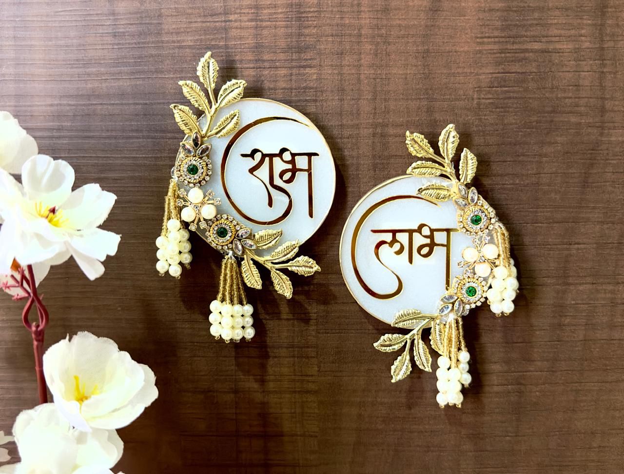Elegant “Shubh Labh” Round Wall Hanging