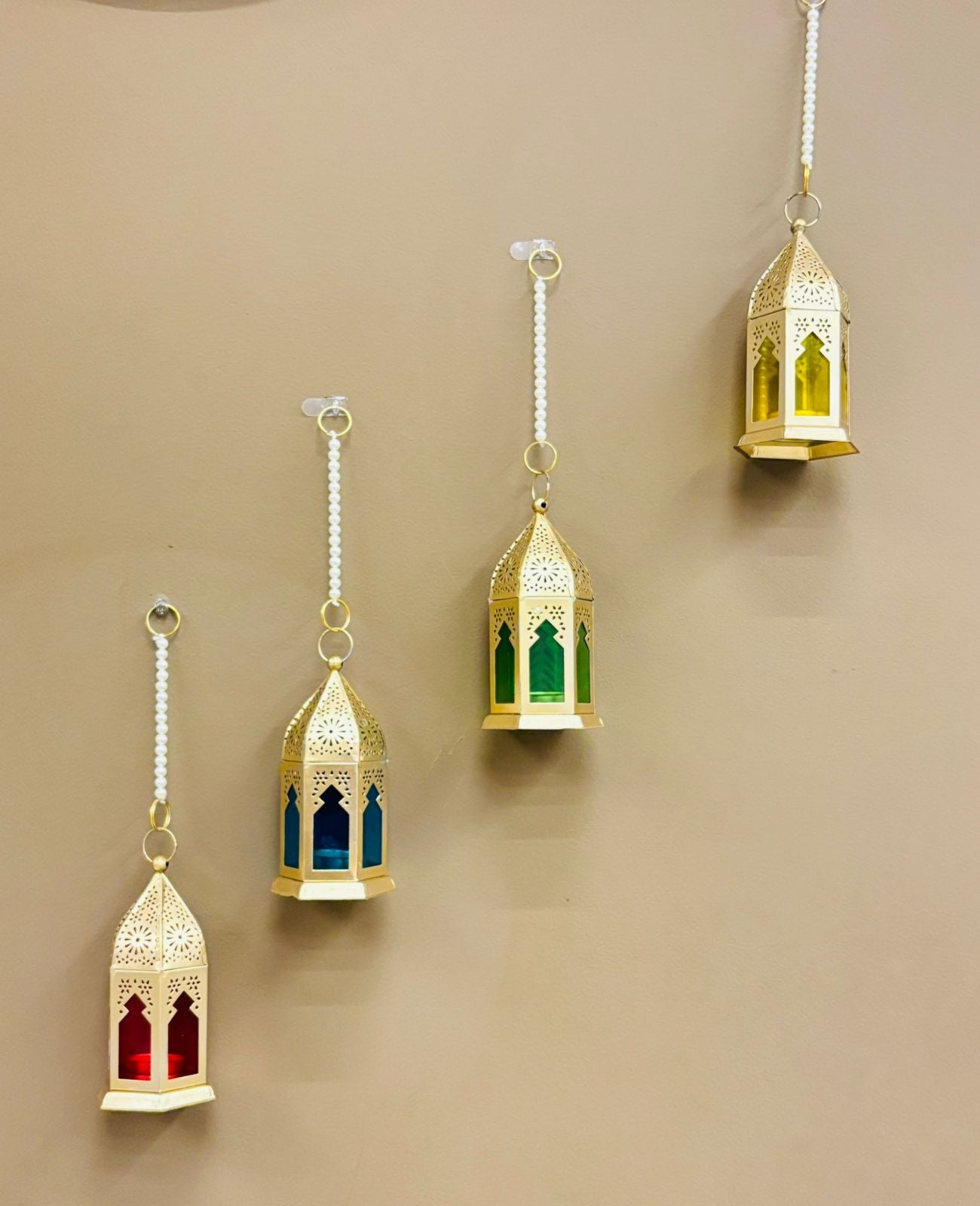 Moroccan-Style Hanging Lanterns Set of 4