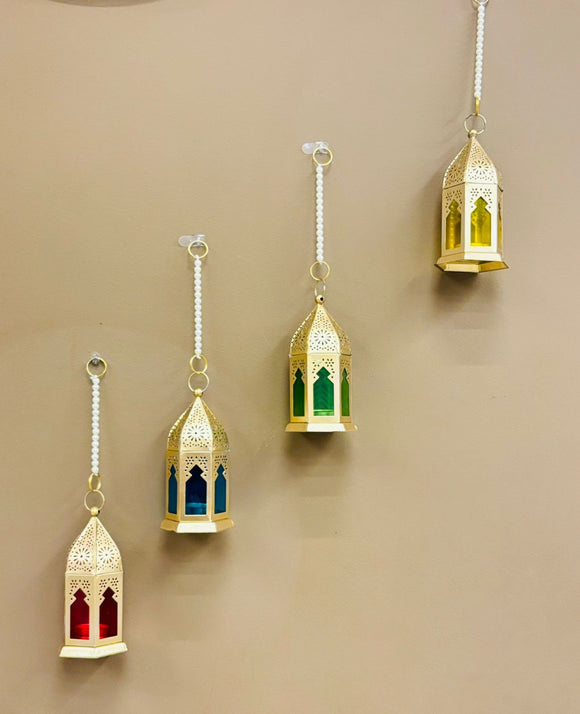 Moroccan-Style Hanging Lanterns Set of 4