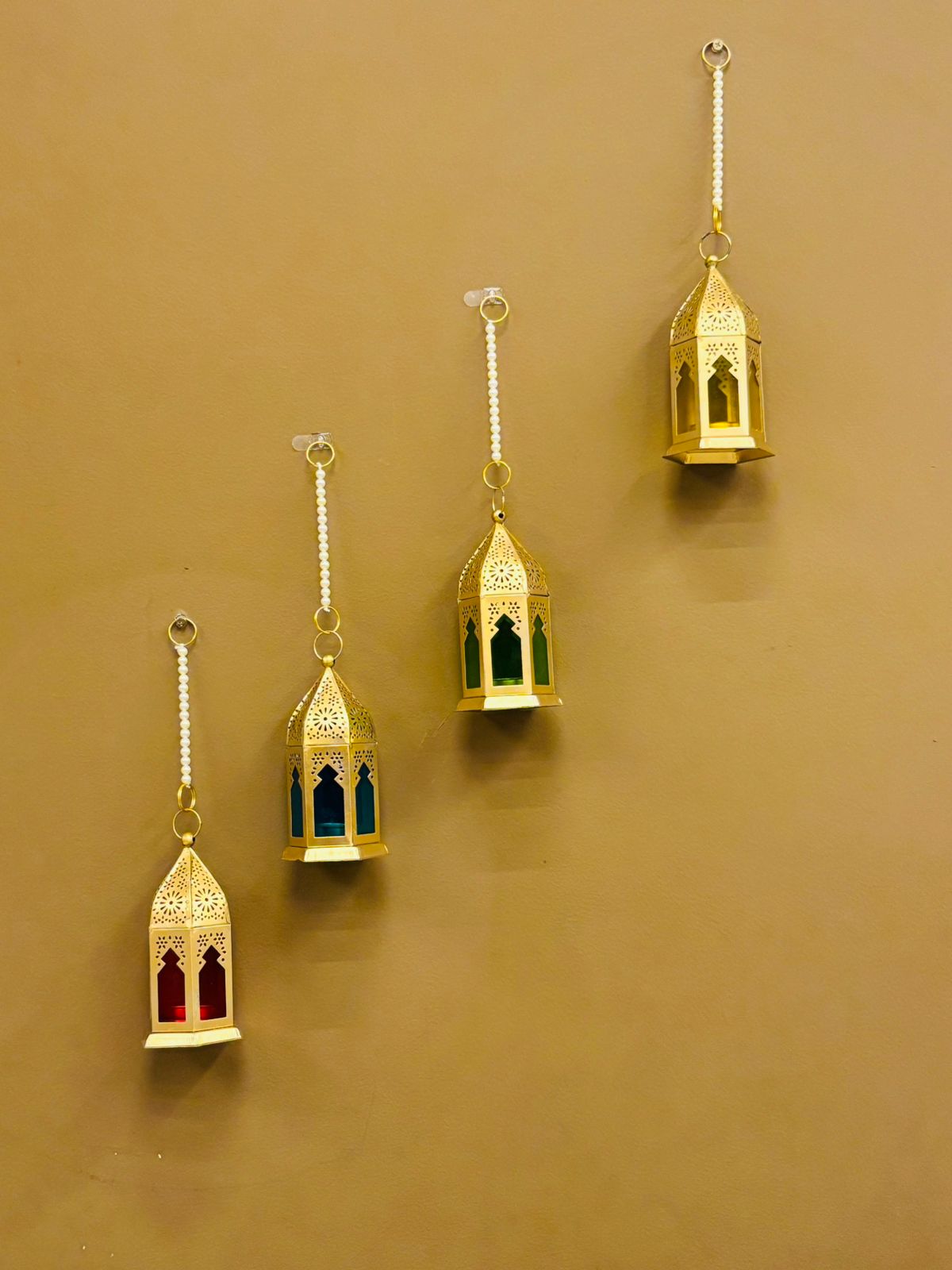 Moroccan-Style Hanging Lanterns Set of 4