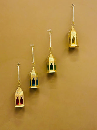 Moroccan-Style Hanging Lanterns Set of 4