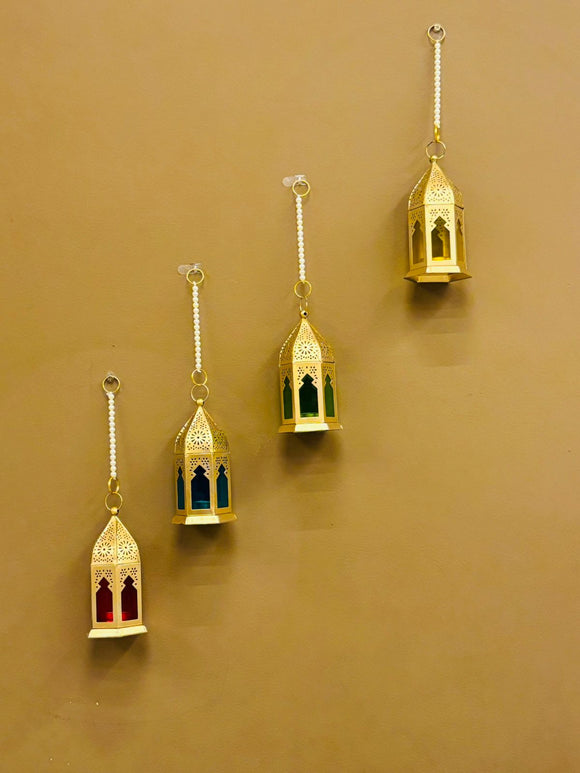 Moroccan-Style Hanging Lanterns Set of 4