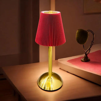Pleated Shade Table Lamp – Warm Ambient Desk & Bedside Lamp with Metal Base
