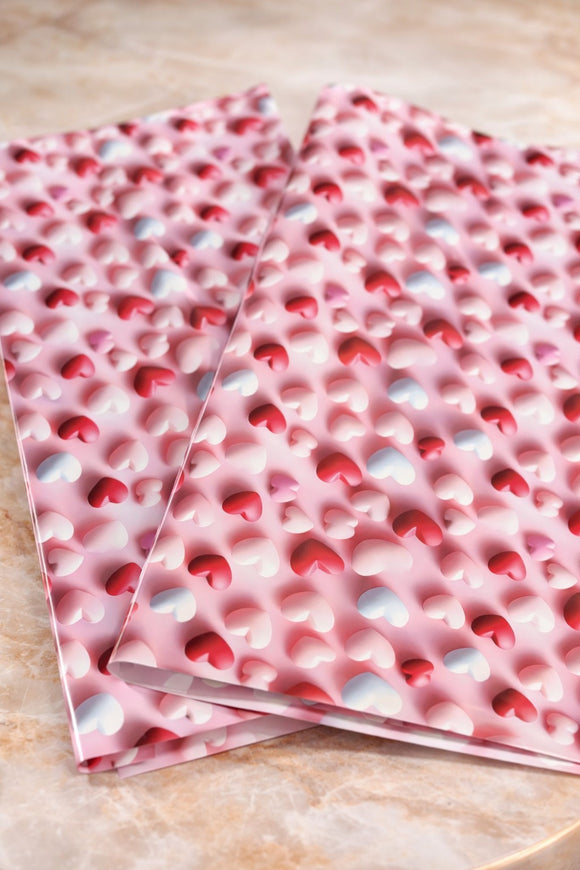 Pink Hearts Gift Wrapping Paper Set (Pack of 3)