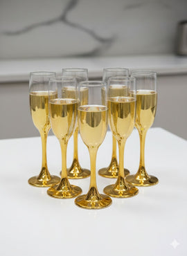 Gold Stem Champagne Flutes – Set of 6