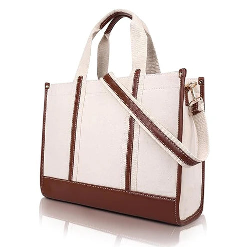 Casual Luxe: Two-Compartment Canvas Handbag