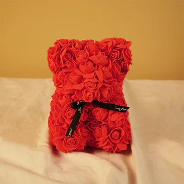 Rose Bear Teddy – Handmade Artificial Flower Bear for Romantic Gifting & Home Décor - 0