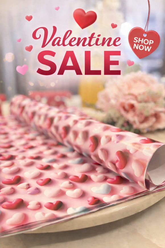 Pink Hearts Gift Wrapping Paper Set (Pack of 3)