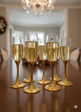 Gold Stem Champagne Flutes – Set of 6 - 0