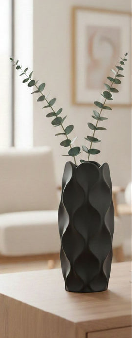 Ripple Texture Ceramic Vase – Modern Matte Finish (Multiple Color Variants)