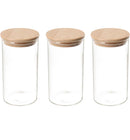 Premium Glass Storage Jars Set of 3 with Airtight Bamboo Lids | Multipurpose Kitchen Containers for Coffee, Spices, Dry Fruits & Grains | Modern Pantry Organizer-3